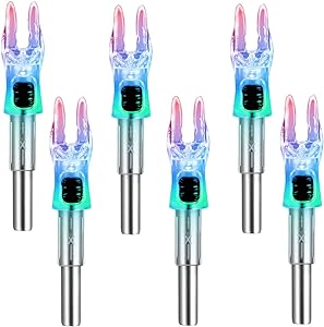 6-Pack G Lighted Nocks With X Bushing For .165-.204 Arrow Diameters - LED Archery Nocks With ON/Off Switch